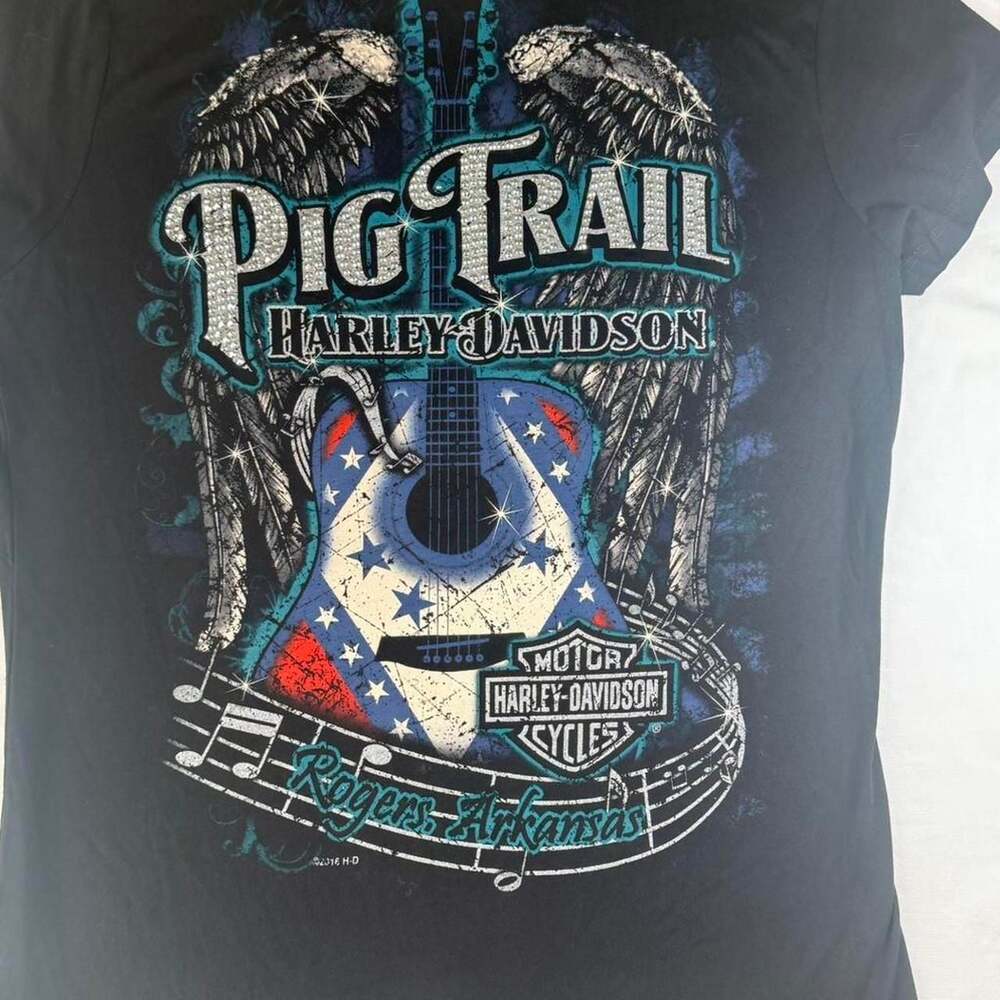 Harley-Davidson Bikes Blues & BBQ Pig Trail Rogers Arkansas V-Neck T-Shirt